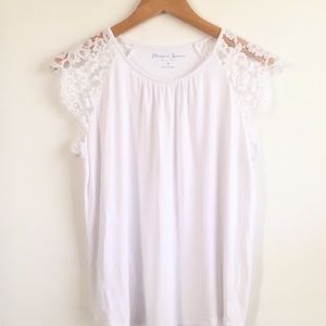 Draper James-Small Lace Sleeve White Top